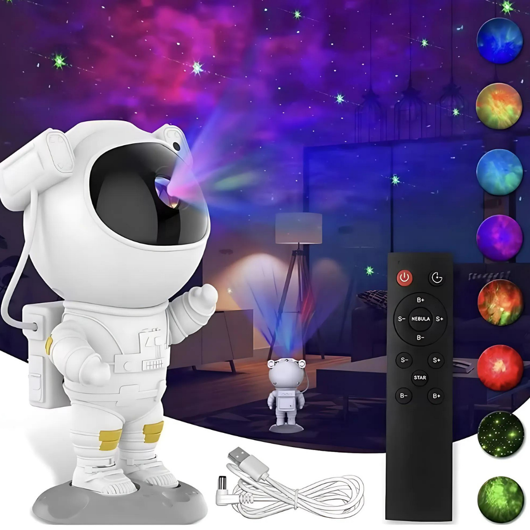 Proiector LED În Formă De Astronaut Cu Proiecție De Stele Și Galaxii