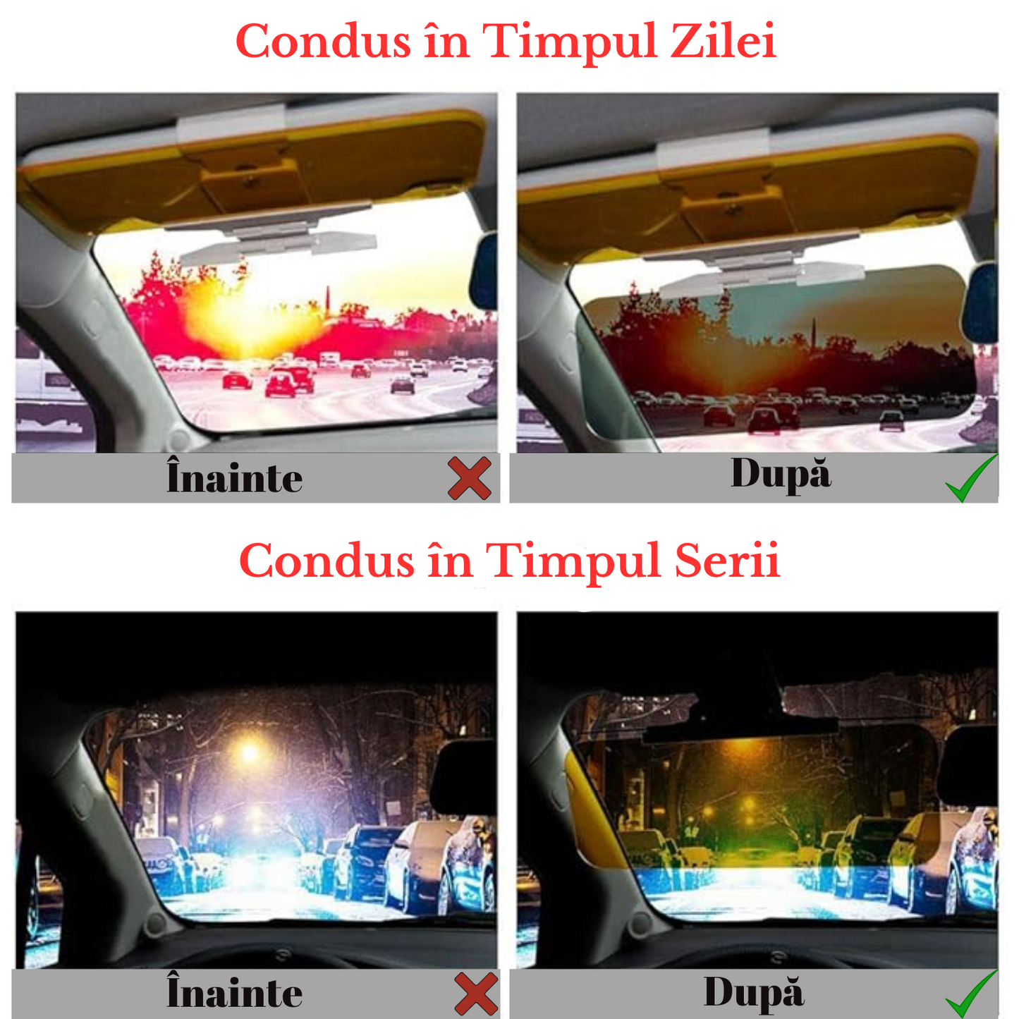 Parasolar Auto cu Dublă Funcţie Zi / Noapte