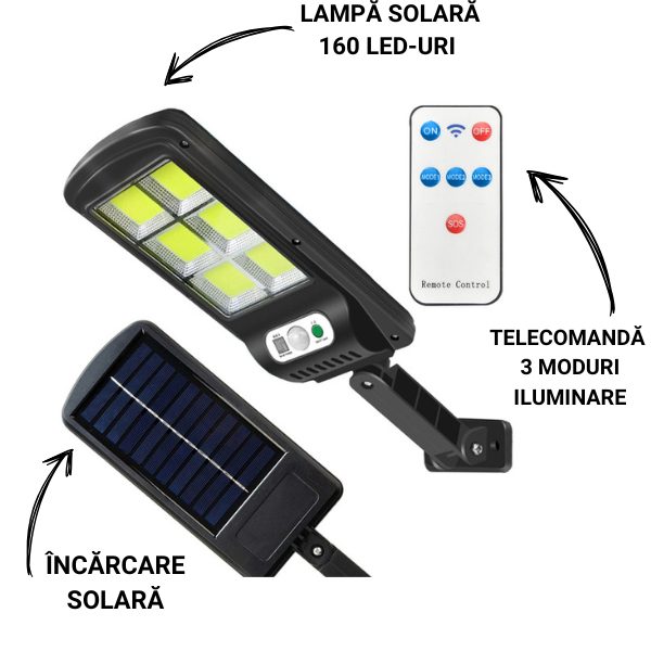 Lampă de Iluminare cu Încărcare Solară + Telecomandă + Senzor de Mișcare